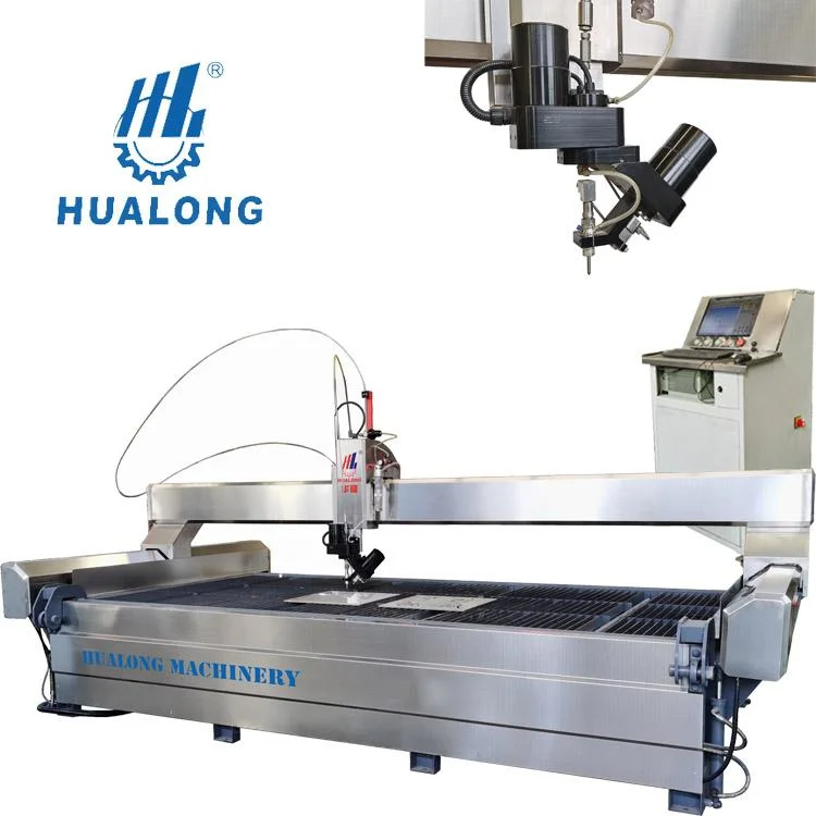 Hualong Stone Machinery Waterjet Tile Steel Glass 5 Axis CNC Waterjet Cutting Machine for Granite Marble in Romania, Croatia, UK, Russia