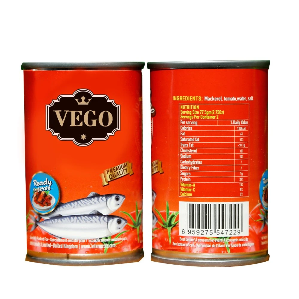 Canned Mackerel Fish in Tomato Sauce 425g OEM Brand Free Design