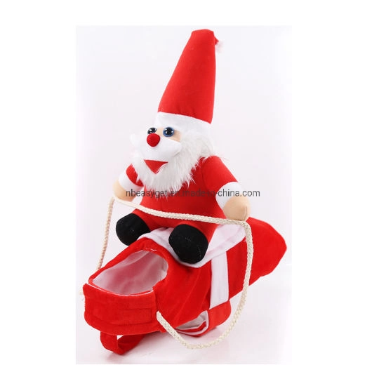 Dog Santa Claus Riding Christmas Costume Funny Pet Cowboy Rider Horse Designed Dogs Cats Outfit Clothes Apparel Party Dress up Clothing Esg12467