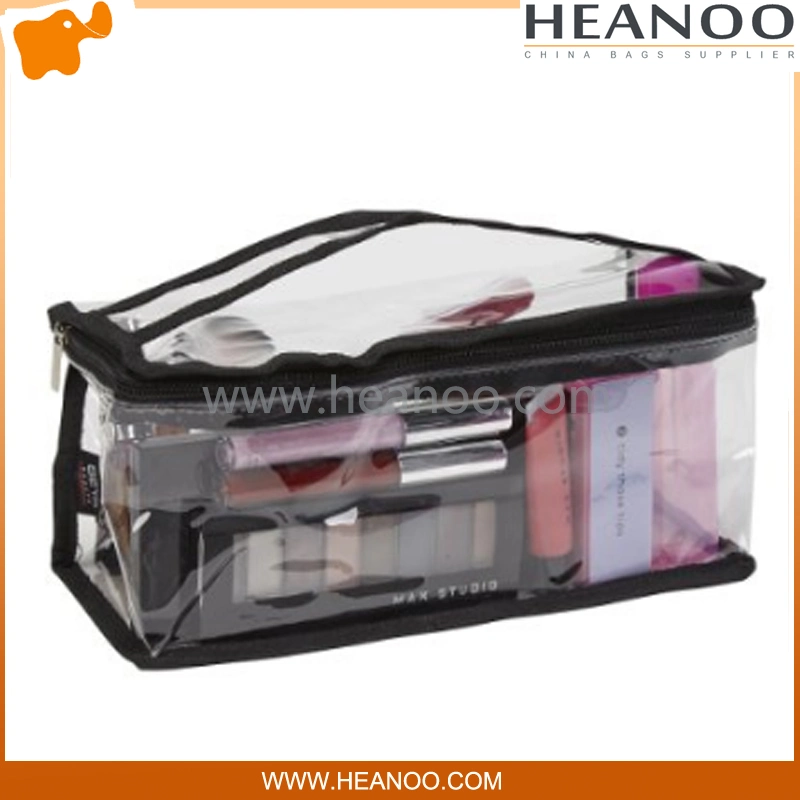 Small Clear PVC Plastic Cosmetic Train Case Travel Makeup Bag
