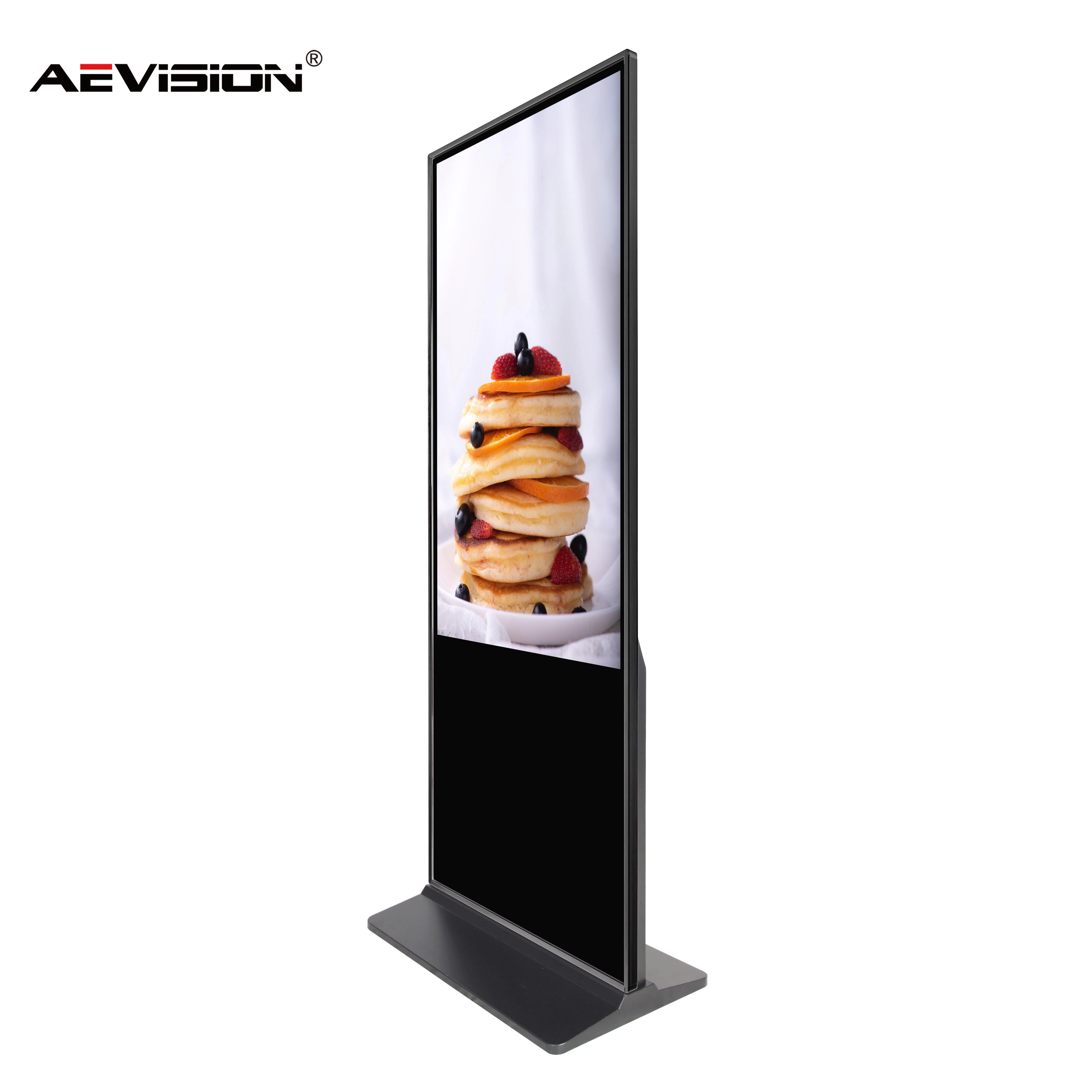 Floor Stand Player Full HD Advertising Screen Vertical Display Outdoor Standing LCD Digital Signage for Advertisement (43in, Black)