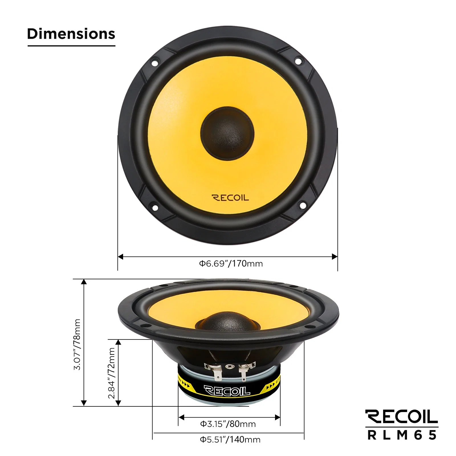 Rlm65 nível - Série 3 sistema de colunas de componentes áudio para automóvel de 6.5 polegadas