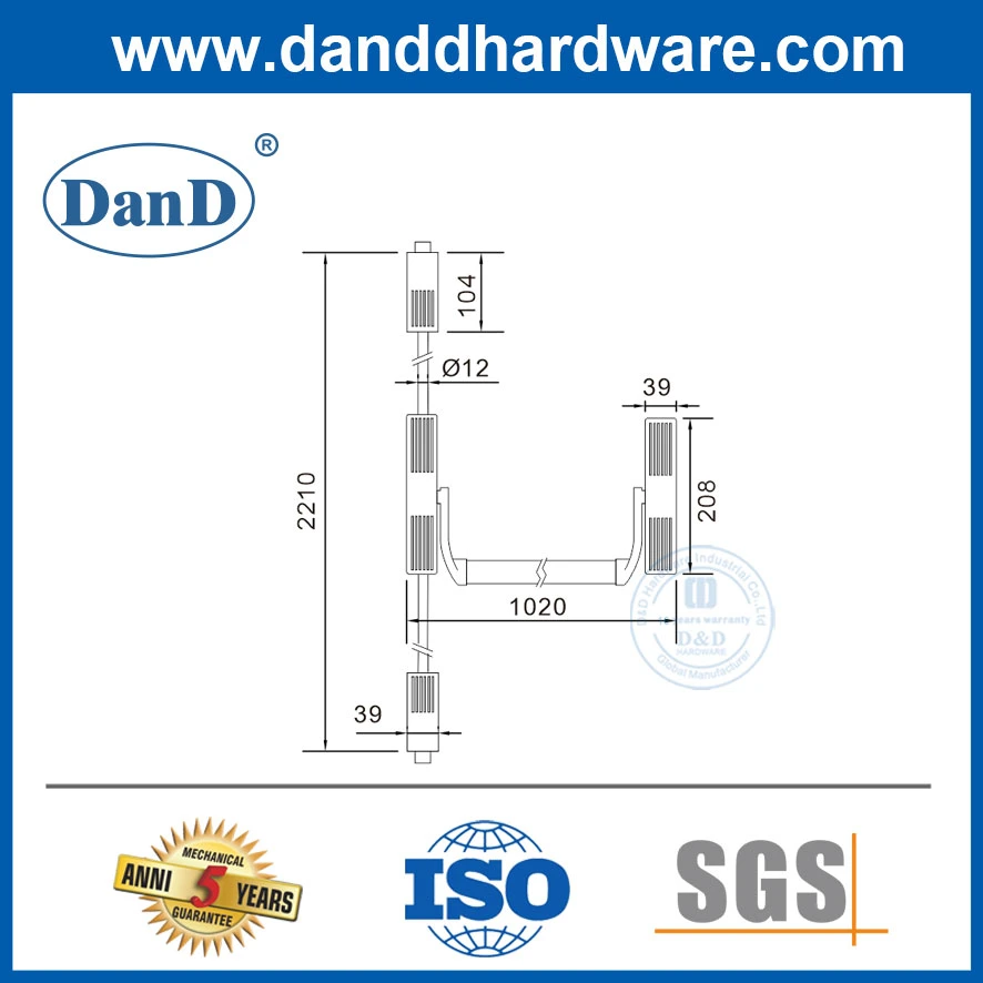 Metal Emergency Exit Door Residential Panic Push Cross Bar