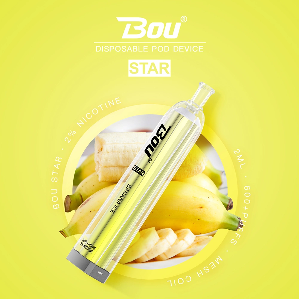 Bou Star 600 Puffs Tpd 20 Mg Nic Salt Lemon Kiwi Passion Flavor 500 mAh Battery Big Cloud Disposable/Chargeable Desechable Desechable Desechable Cigarro Vape