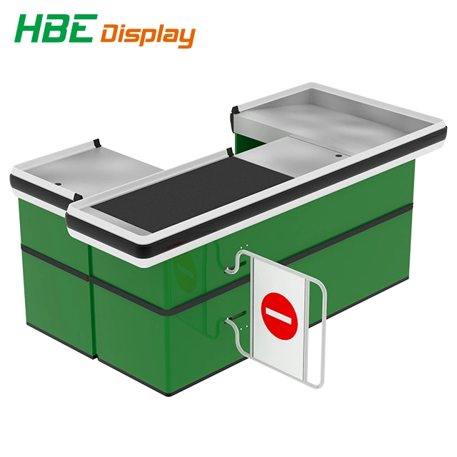 Supermarket Automatic Cash Conveyor Checkout Counters with Safety Gate