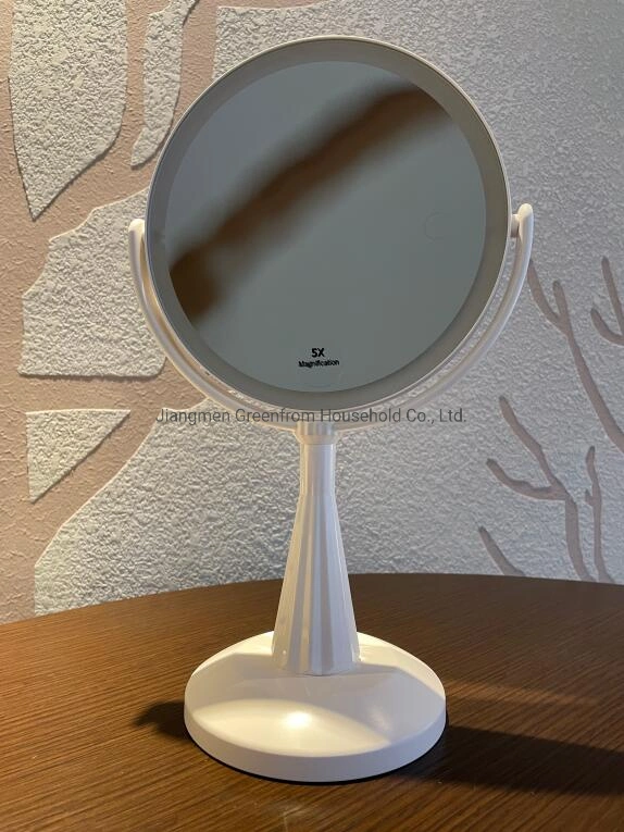 Round Shape Double Sides Dual Touch Rechargeable Mirror LED Table Mirror