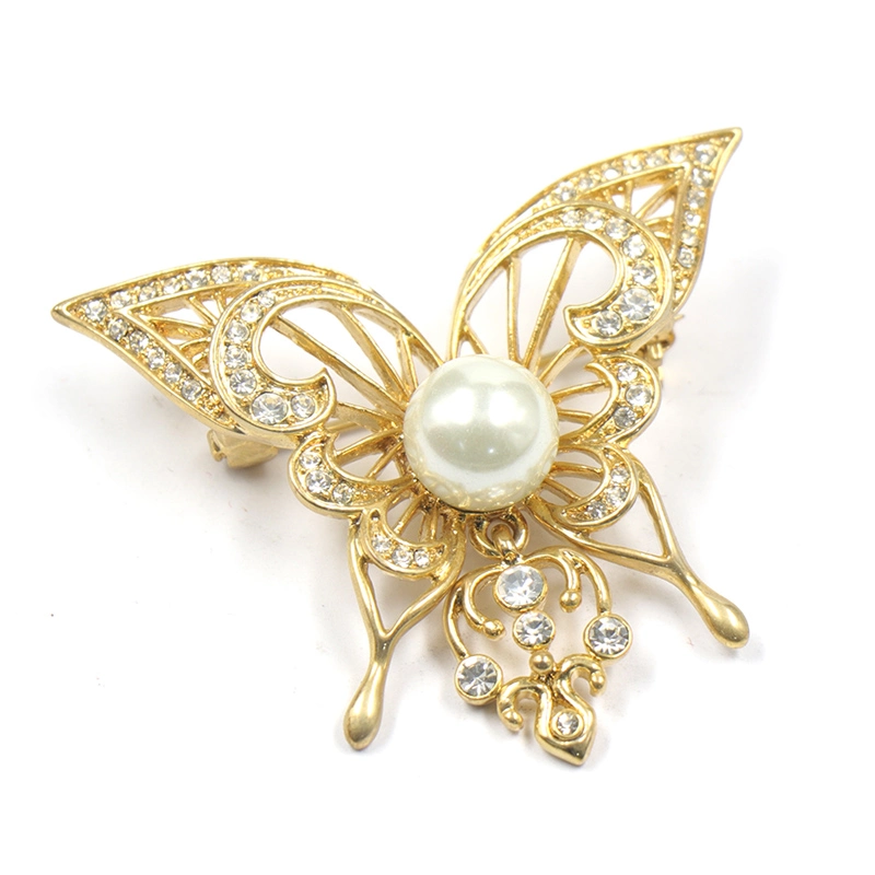 Factory Custom Made 3D Rhinestone Metal Alloy Jewelry Manufacturer Customized Beautiful Ornament Accessory Bespoke Wholesale/Supplier Fashion Brass Butterfly Brooch
