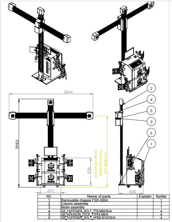 Fostar OEM CE Certificated Win8- 32-Bit Operating Wheel Alignment Machine Equipment Combo