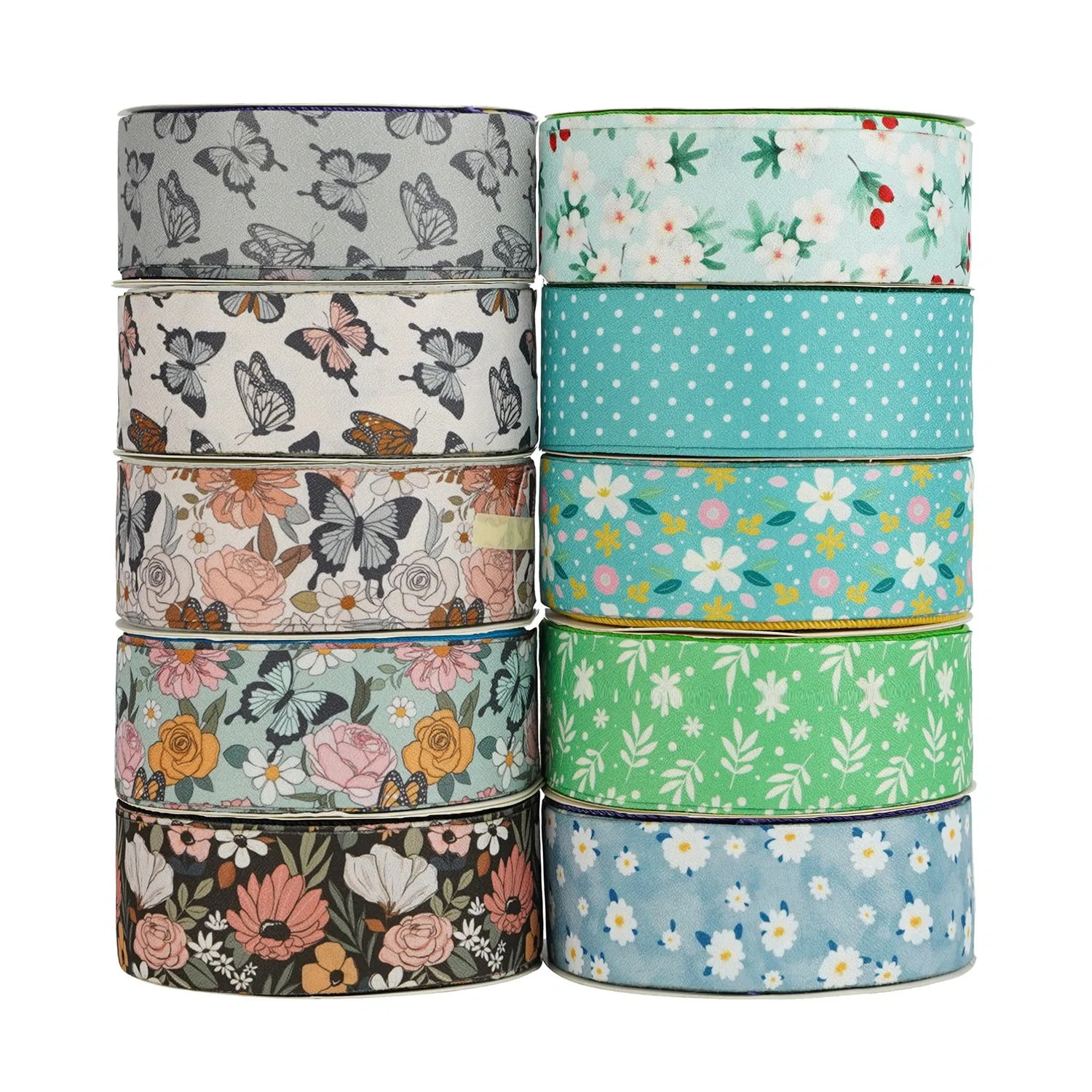 Foreign Trade Supply of Multi-Specifications Floral Patterns Ribbon Korean Hemp Heat Transfer Printing Ribbon Gift Box Packaging Ribbon