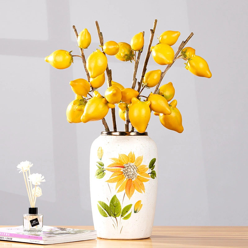 Ornamental Plastic Fruit Gold Berry Arrangement Single Stem Solanum Mammosum Yellow Gold Berry Fruit for Decoration Arrangement