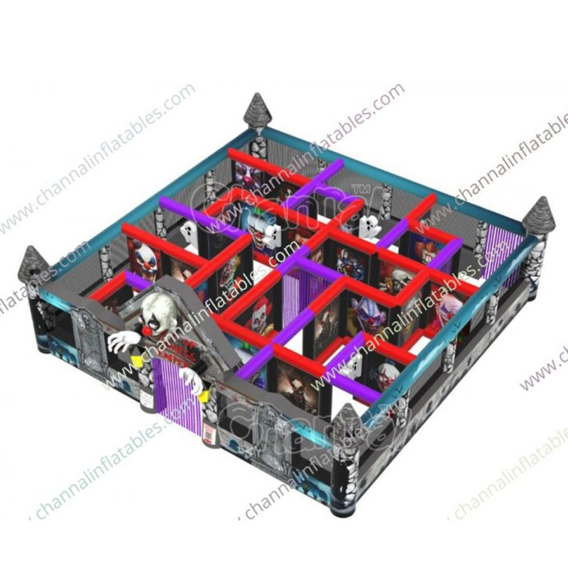 Horror Madness Inflatable Maze Ghost Rental PVC Obstacle Playground Commercial Halloween Outdoor Adults Sports Game