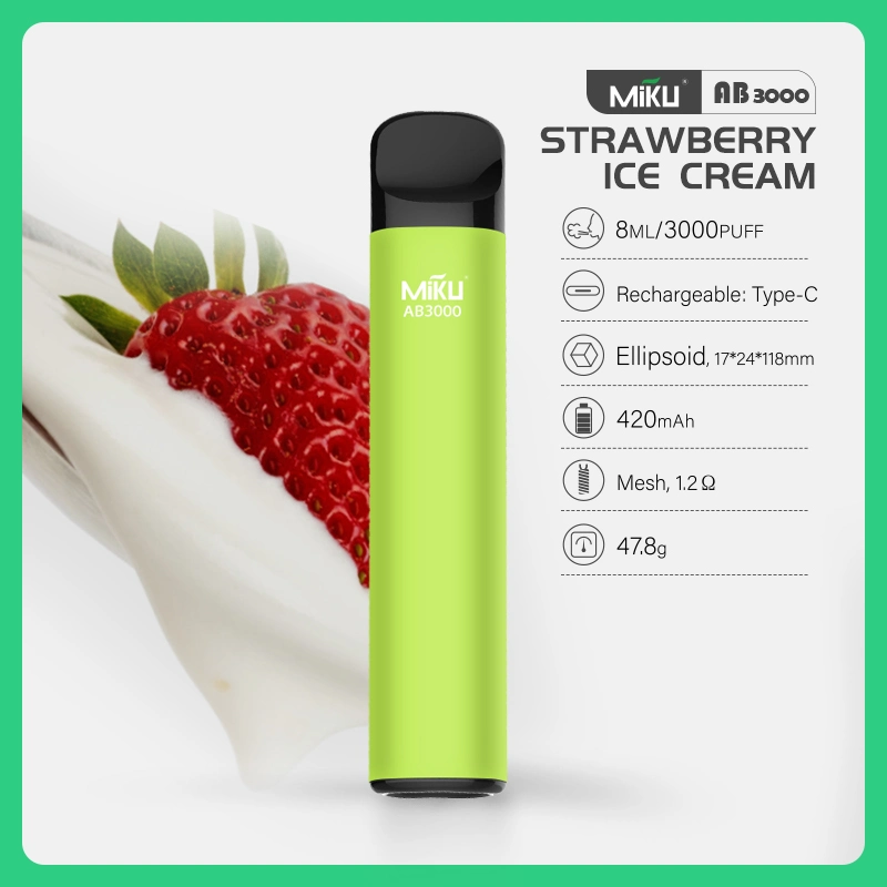 Miku Ab3000 8 ml cigarette électronique jetable 21 saveurs Mini jetable Stylo VAPE