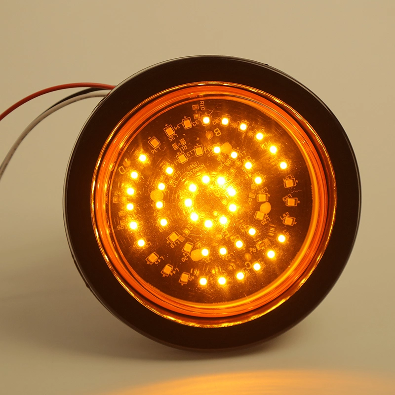 Luz de emergencia LED redonda de 4" para camiones, remolques, vehículos recreativos y vehículos especiales. Luz intermitente redonda de destello para luces de camiones y remolques.