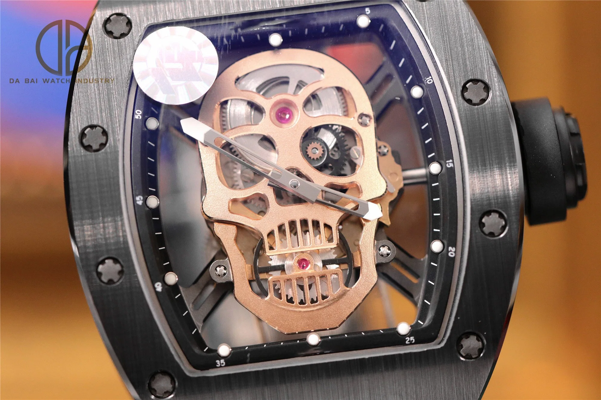 Luxury Watch Skull BBR ZF T+ Watch Black Ceramic Carbon Fiber Hollow Tourbillon Automatic Reloj mecánico para hombre Reloj de oro