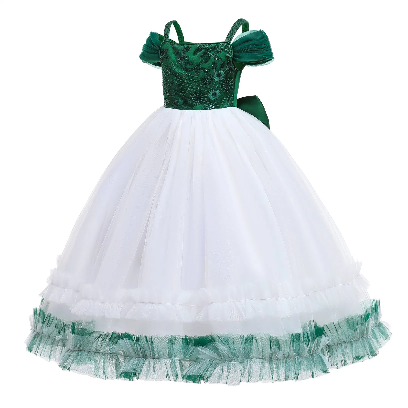 Children Apparel Baby Wear Girls Party Garment Wedding Dress Ball Gown Princess Frock Sweet Long Dress Sleeveless