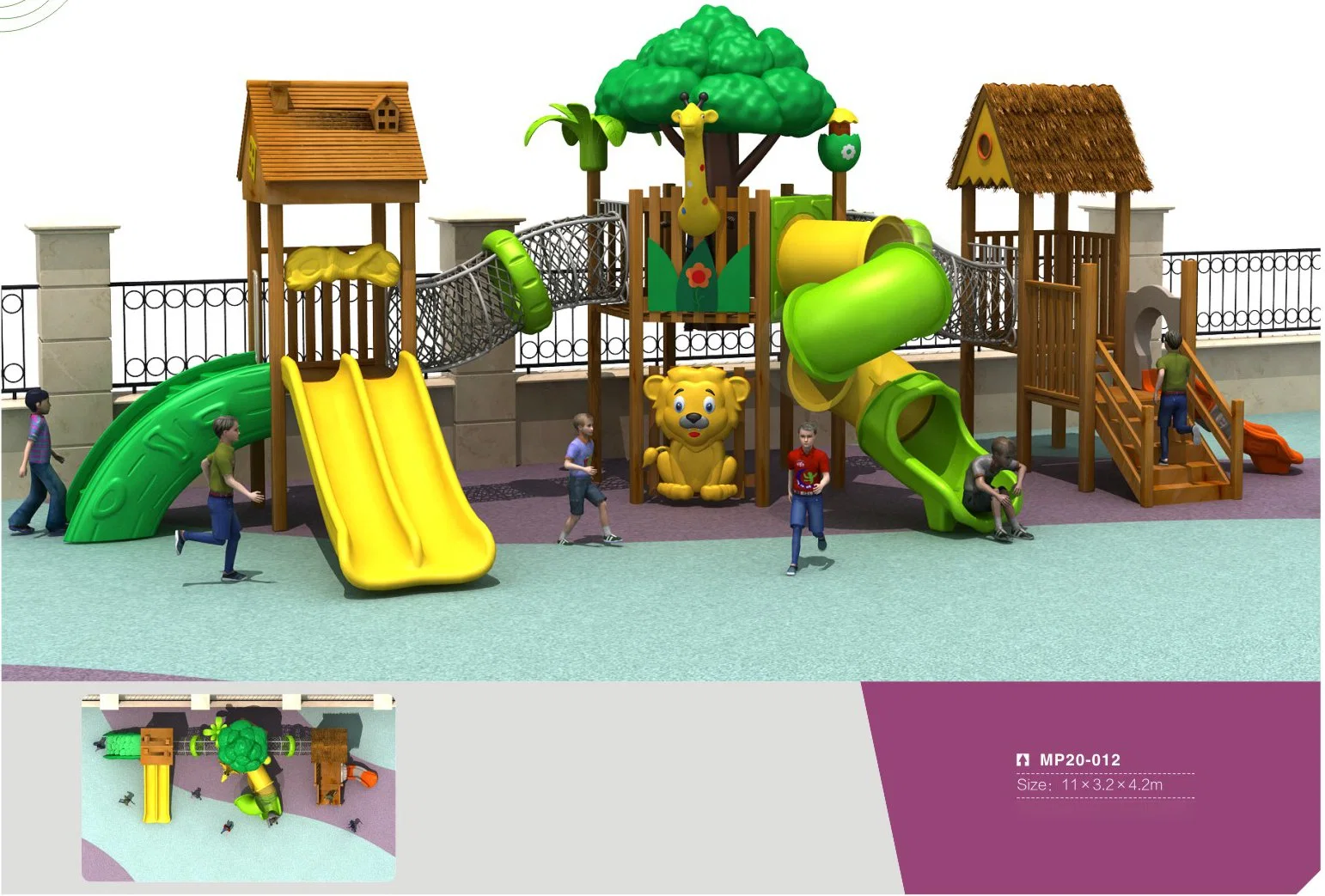 MP20-009 Wooden Playground Kids Wooden Amusement Equipment Outdoor Combination Wooden House