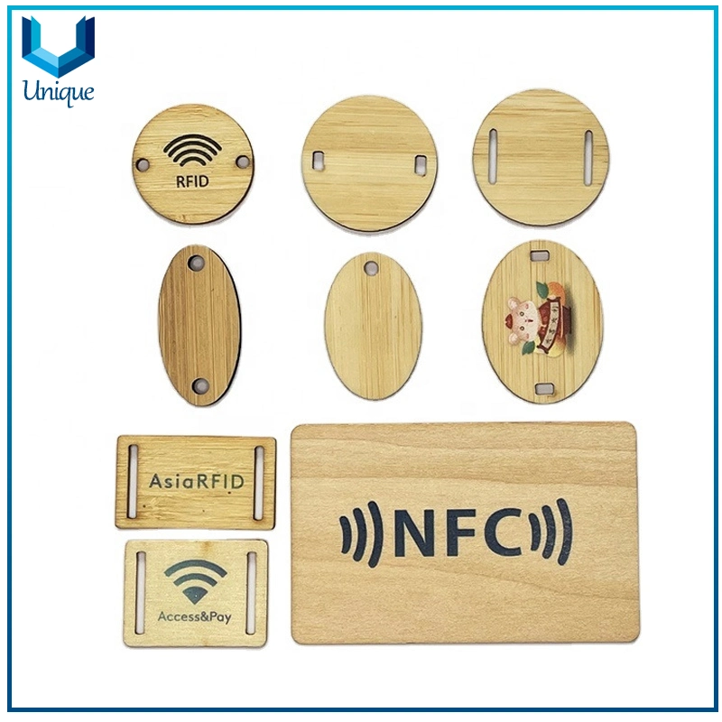 نموذج مجاني شعار طباعة NFC الصديق للبيئة فندق مفتاح RFID اسم العمل بطاقة خشب الخيزران المخصصة