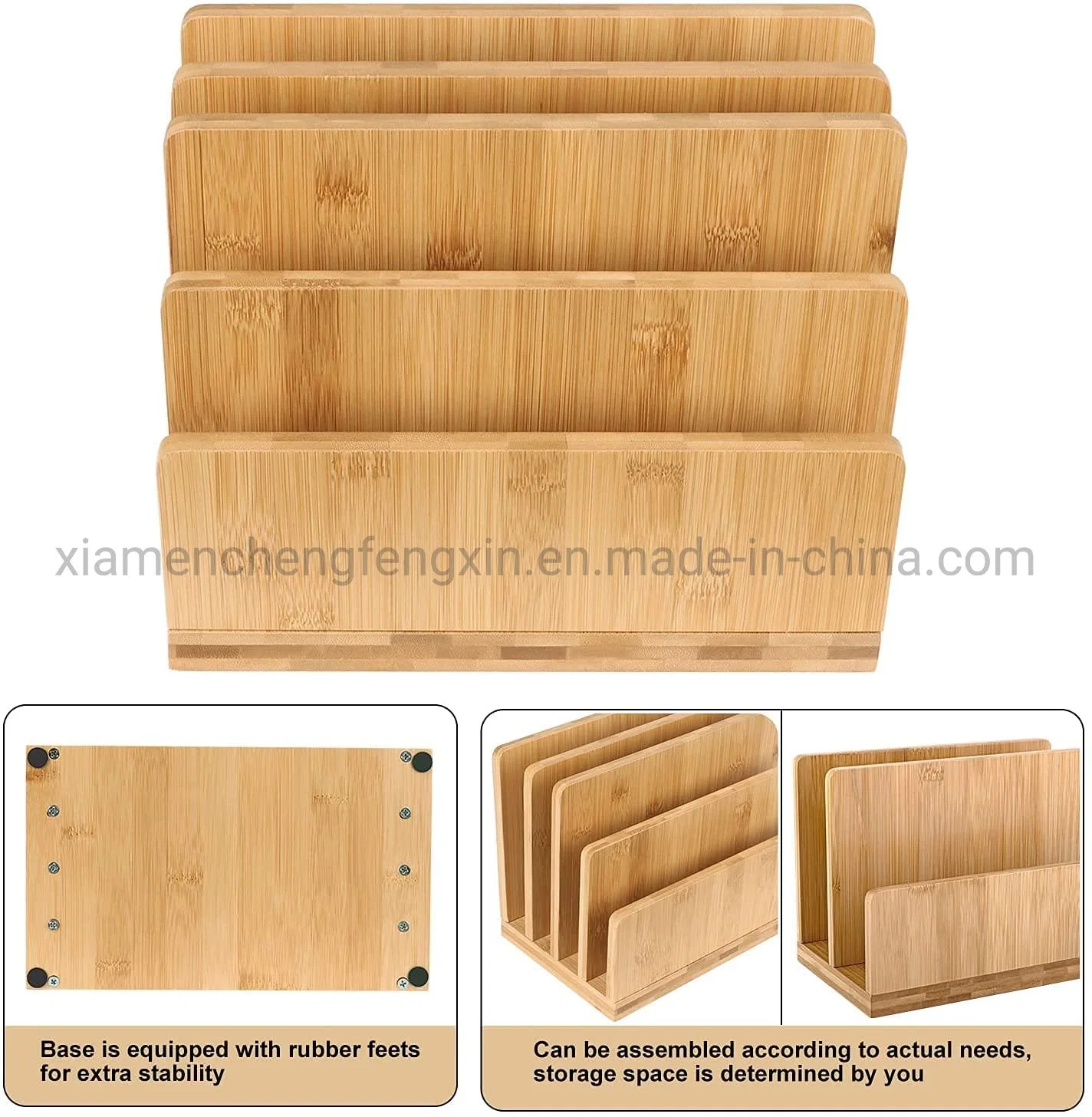 100% Bamboo Desk File Mail Organizer, Stahala 4 فتحات ملف سطح المكتب الخشب حامل فرز الملفات للمستند/Letter/المغلف/البريد/الورق/المجلد/الفاتورة/حفظ الملفات