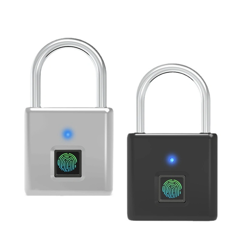 Negro y Sliver Biometric Intelligent equipaje huellas digitales Smart Padlock