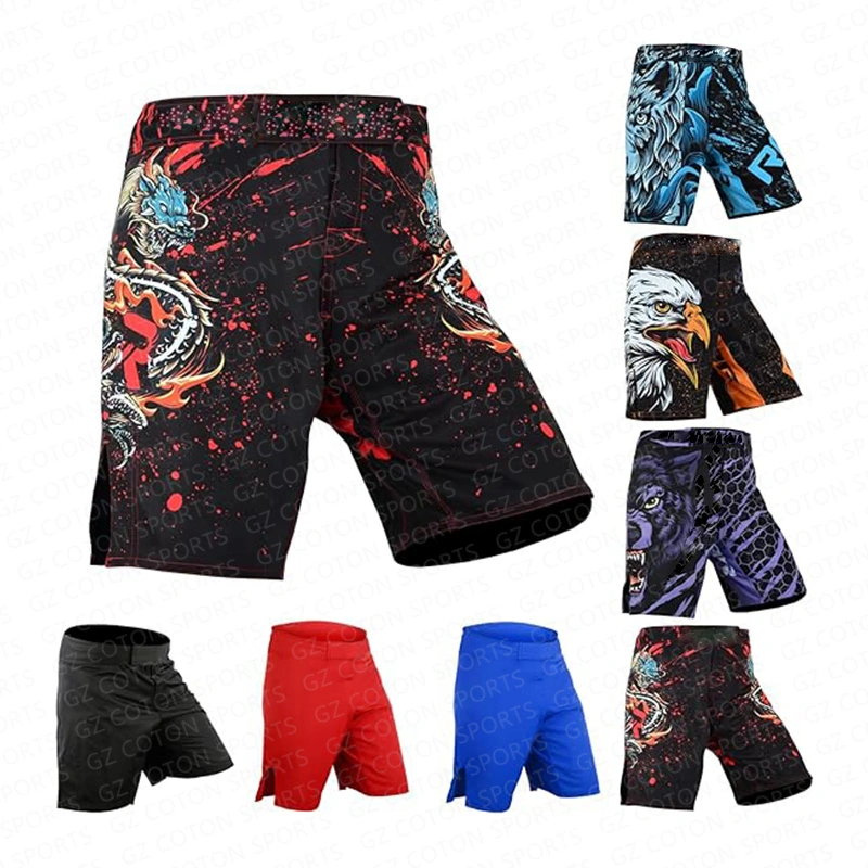 Heat Transfer Printing Polyester Bjj Grappling Fitness Muay Thai Kickboxing No Gi Wear Light Weight Jiu Jitsu Shorts