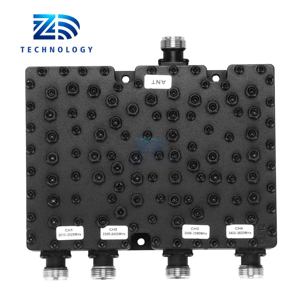 2010-2025MHz 2300-2400MHz 2496-2690MHz 3400-3600MHz de banda cuádruple combinador de 4 vías con conector hembra de N