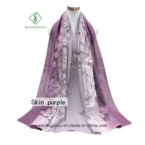 Newest Multicolor Lady Fashion Silk Scarf with Cutting Flower