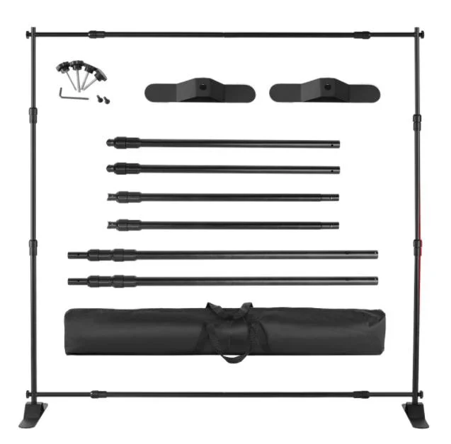 10FT Straight Telescopic Tension Fabric Backdrop Display Banner Stand