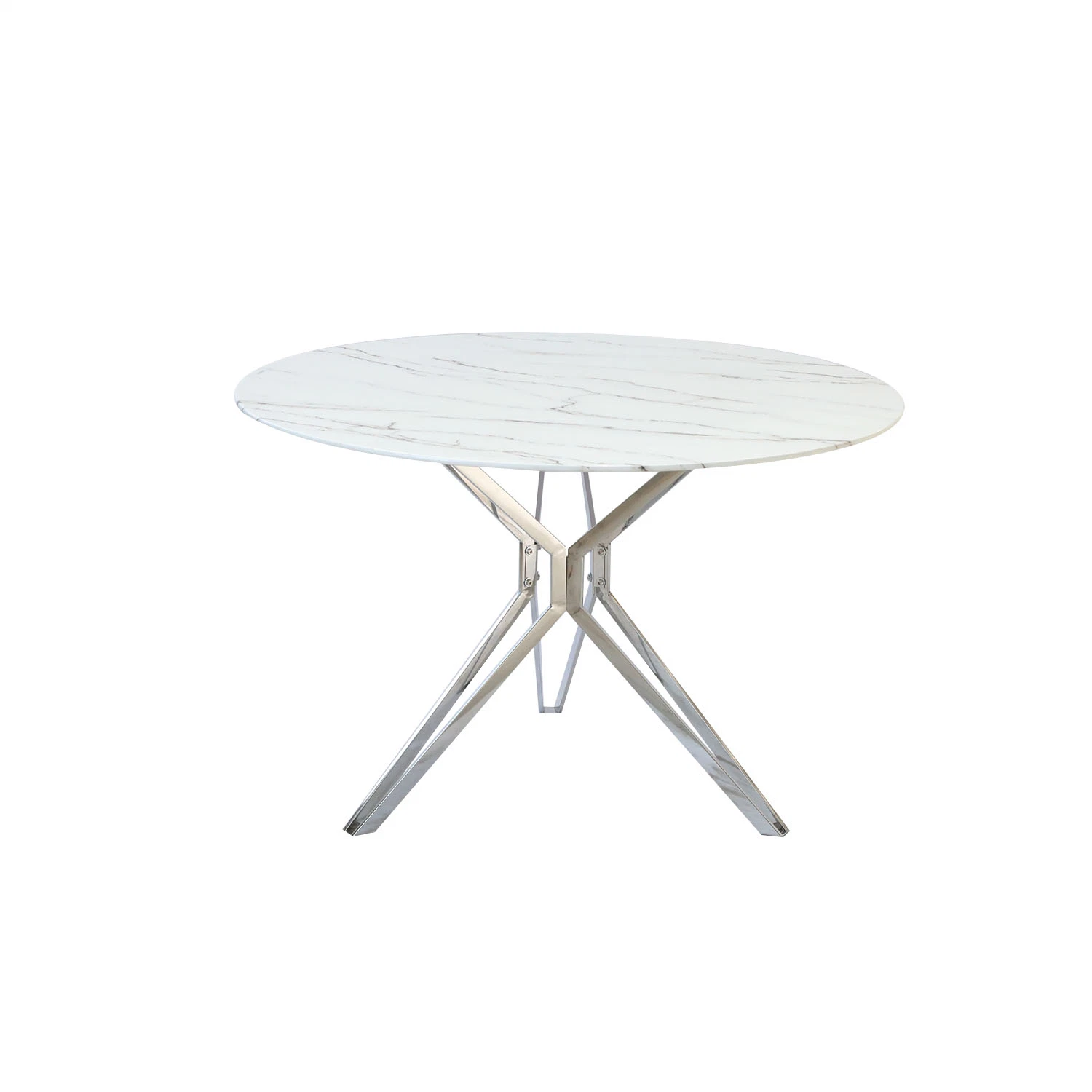 Home Outdoor Coffee Bar Furniture Modern Design Round Dining Table with Glass Top and Marble Paper