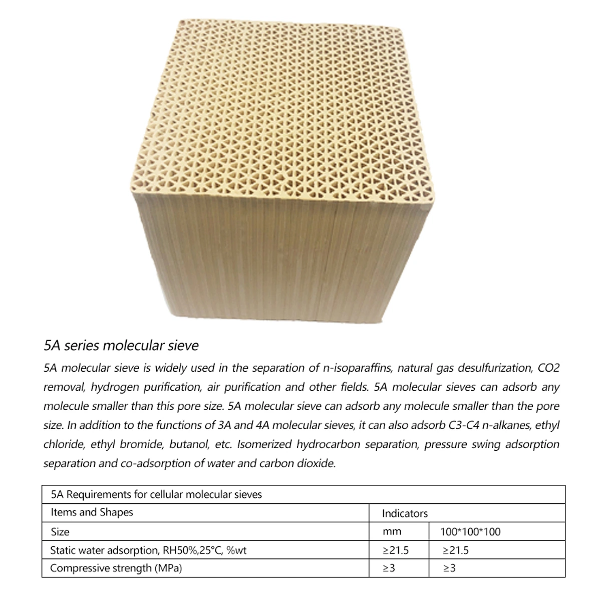 Tamiz molecular Zeolita especial Honeycomb Monolith adsorbente para la eliminación de COV