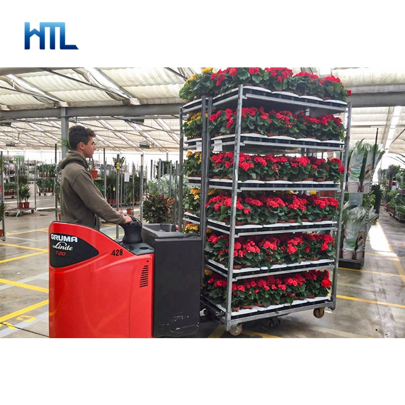 New Product Galvanized Metal Cc Container Danish Trolleys for Flower Transport