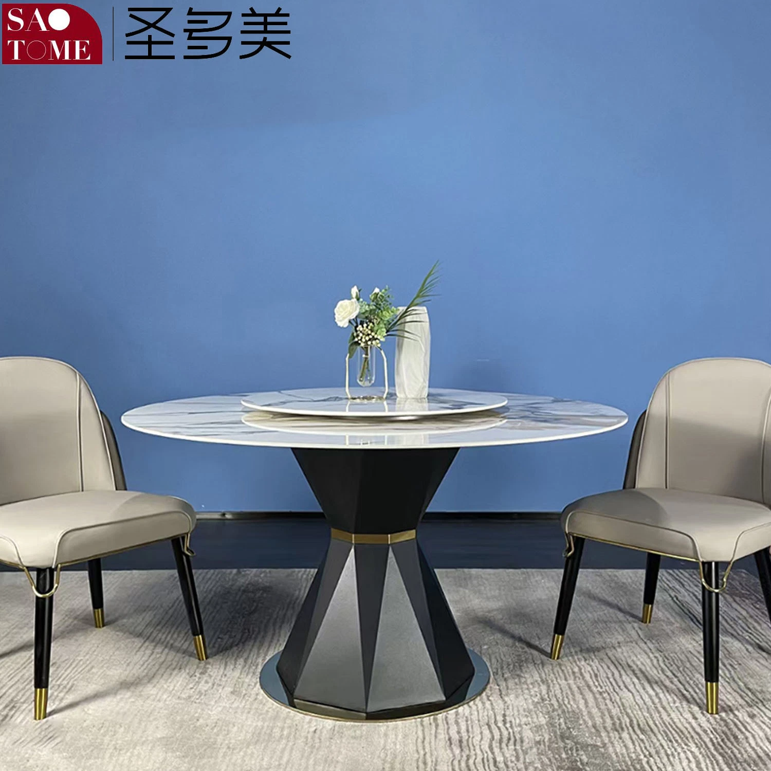 Modern Home Hotel Furniture with Turntable Round Dining Table