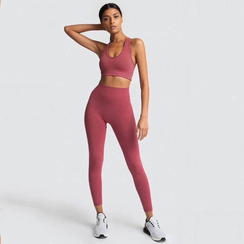 Women Workout Clothing Roseamless Fitness & Yoga Wear Yoga Leggings Sportswear Girls' Clothing Set