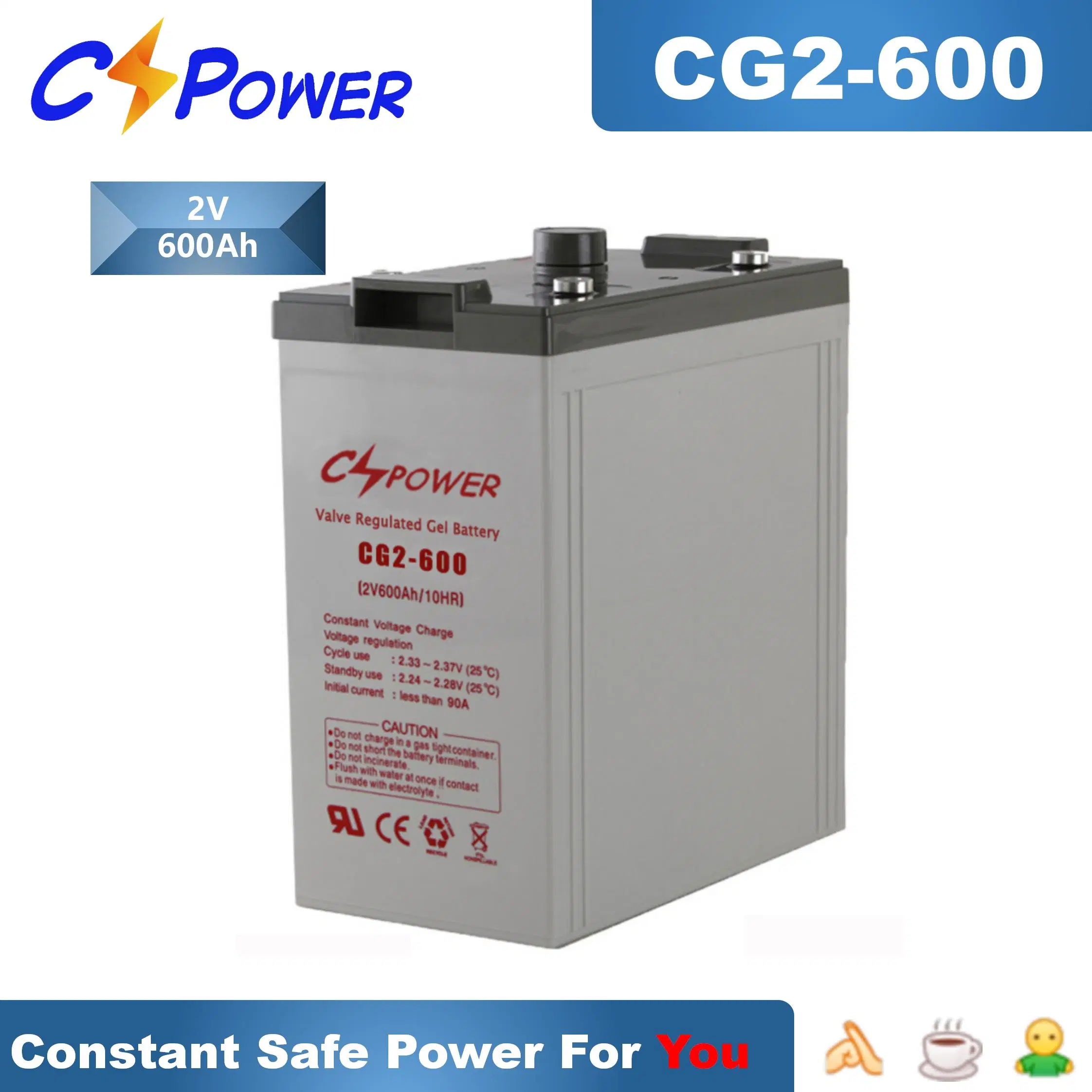 Cspower 2V 800ah Solar VRLA Mf Poor Liquid Battery UPS/Solar Power/ Home-Appliance/Submersible Pumps