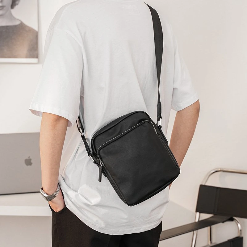 Hot Sale Designer Custom Logo Mens Bolsa de cuerpo cruzado de cuero impermeable Bolso Messenger con hombro