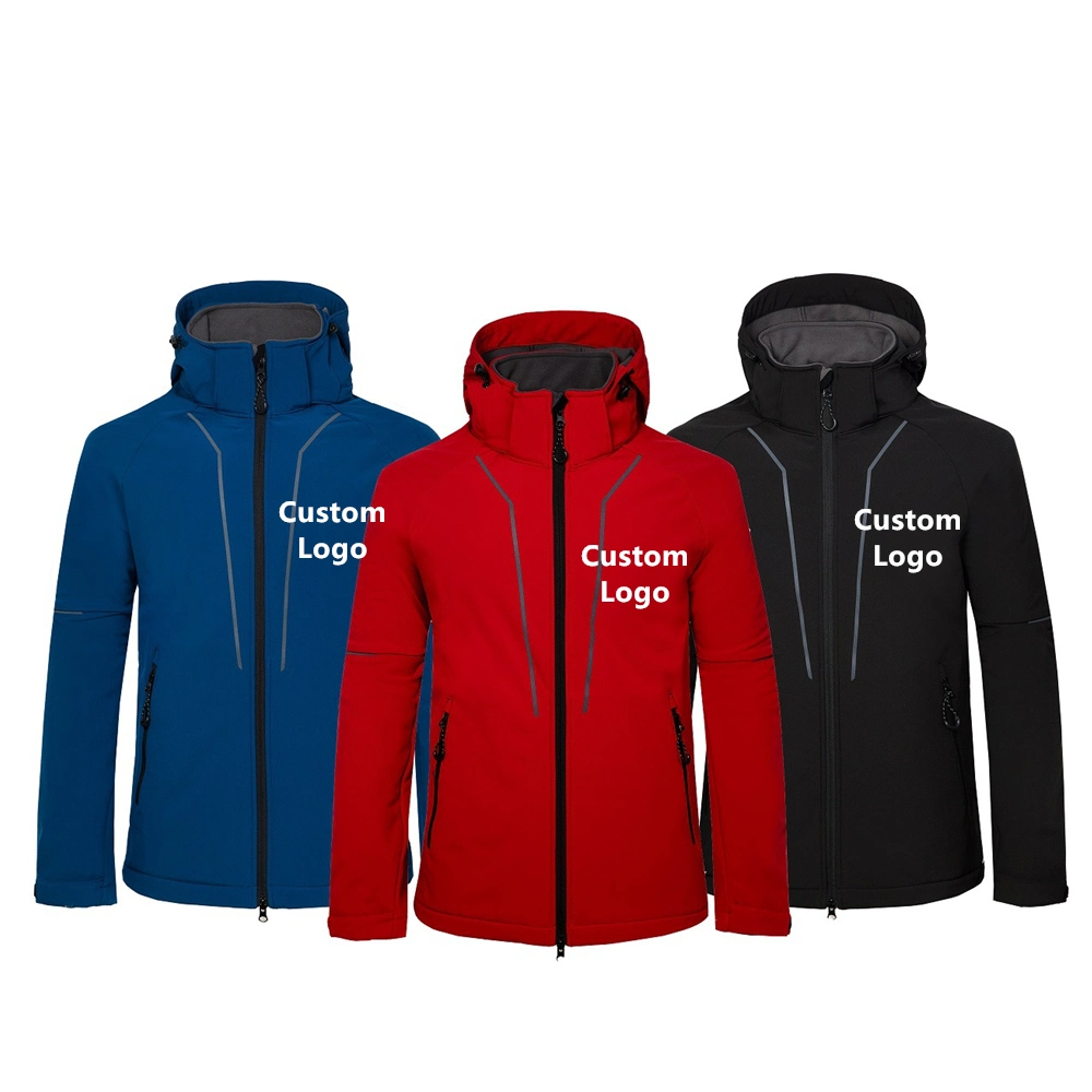 Hot Sale Men Line Soft Shell Windproof Jackets Wear for Mens Outdoor Climbing Custom Logo Hooded Waterproof Softshell Jacket