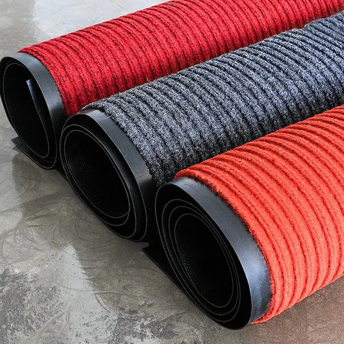 Double Stripe Composite Carpet Anti Slip Plastic Flooring Sheet Door Mat Floor PP PVC Carpet Tile