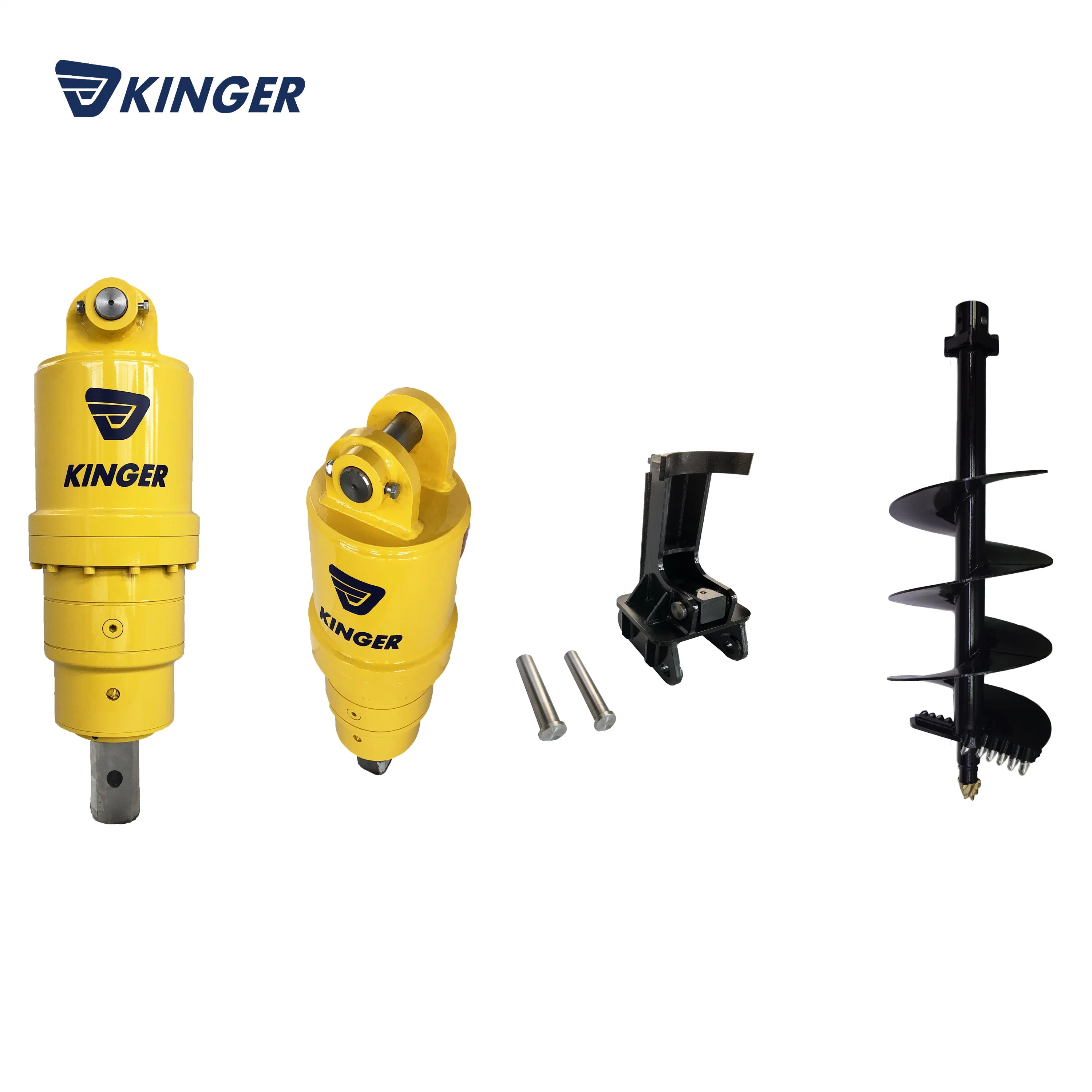 Kinger Farm Tools Screw Pile Skid Steer Loader Excavator and Loader Auger Torque Tractor Attach Portable Ground Drill