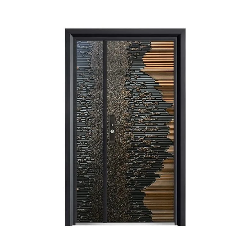 Kqdoors Porte de sécurité en acier haut de gamme Porte d'entrée principale Design extérieur Double Luxe Dernière image de conception