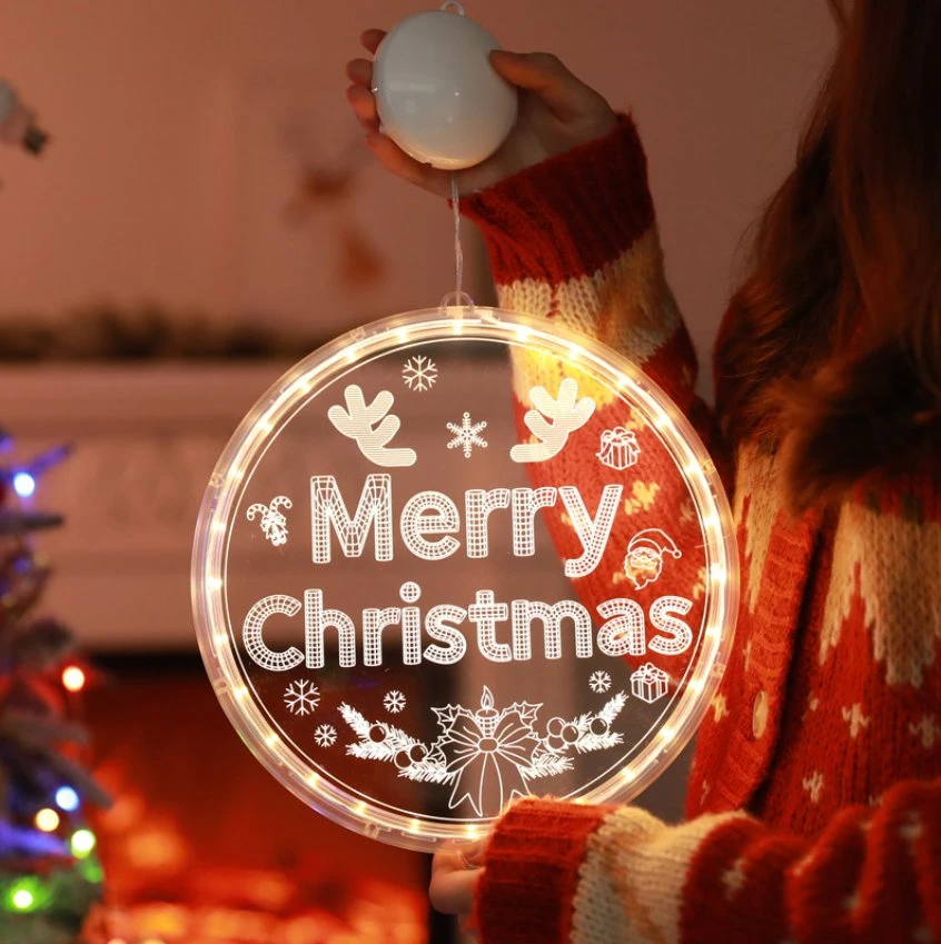 Christmas Decoration 3D Alphabet Suction Cup Lights LED String Lights Christmas Tree Atmosphere Lights