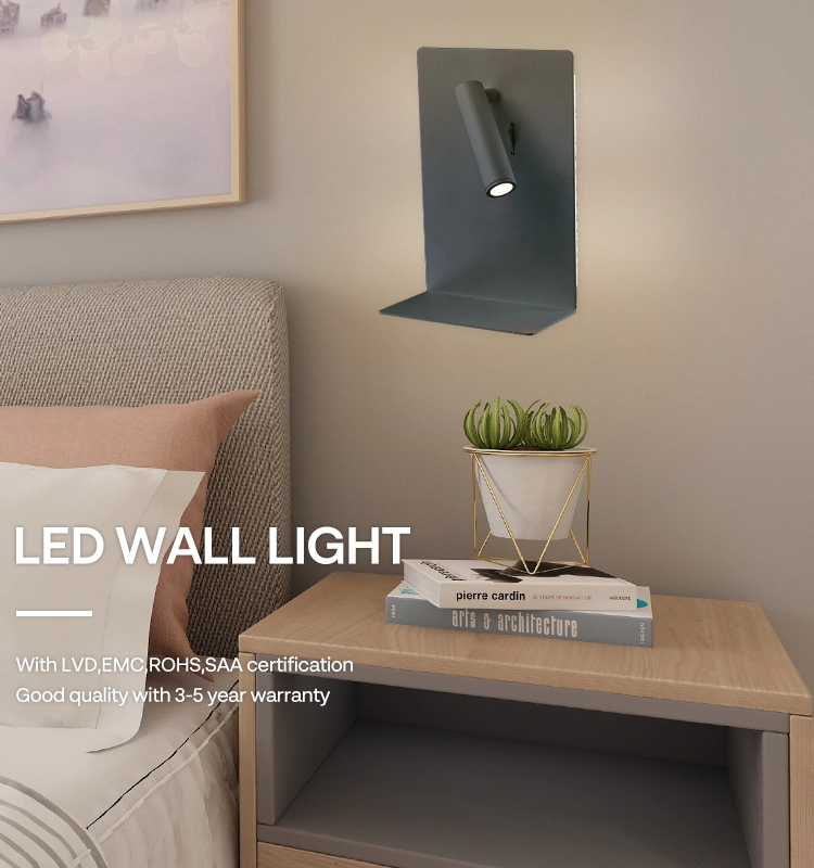 Venta en caliente aluminio 3+8W Estudio LED de lectura Luz de pared ajustable Lámpara de lectura puntual