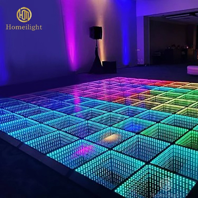 Plancher de danse LED en miroir 3D Abyss pour boîte de nuit, bar, mariage