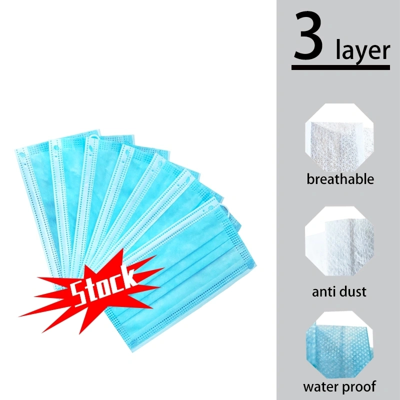 Wholesale Antibacterial Non-Woven 3ply Non Medical Disposable Face Mask