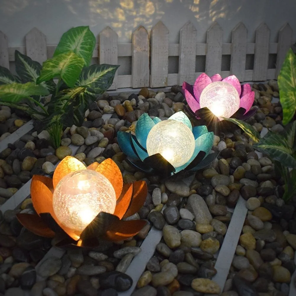 Ferro LED Lotus Luz Solar Piscina Jardim Europeu Lâmpada Landscape Holiday Garden Courtyard Lâmpadas Decoração Caminho Bl20929