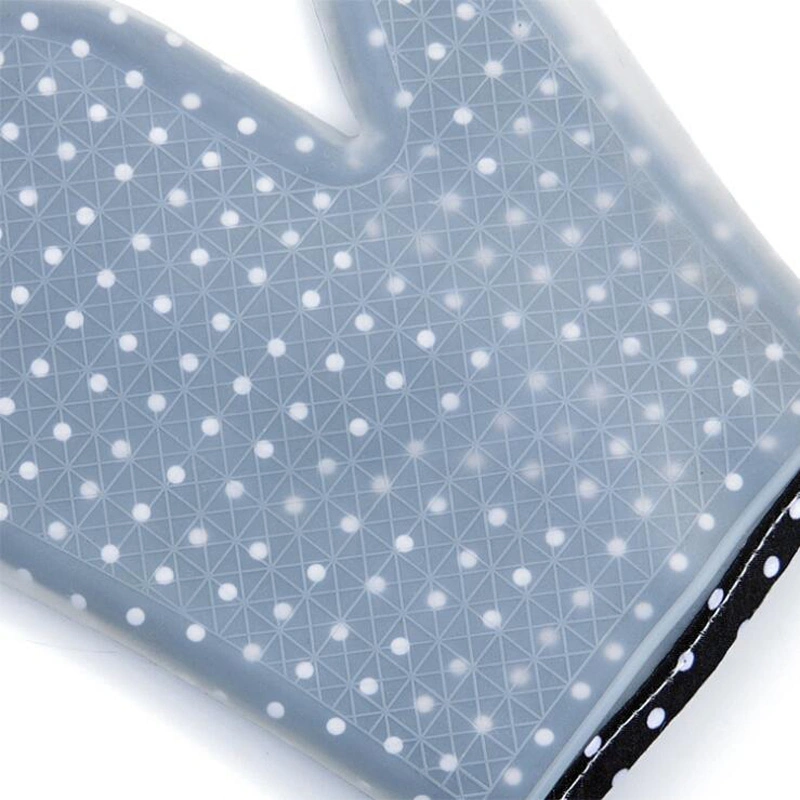 Oven Mitts Set of 2 Transparent Clear Polka DOT Silicone Cotton Lining Heat Resistant Waterproof Washable Kitchen Oven Gloves for BBQ Grilling Baking Esg12167