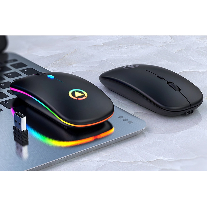 Neue ultradünne Mini A2 Wireless Mouse Silent Mute wiederaufladbare LED Bunte Lichter Computermaus