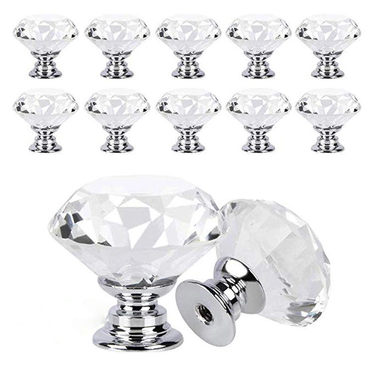 Kitchen Cabinet Handles Acrylic Plastic Cabinet Knob Ball Handles with Diamond