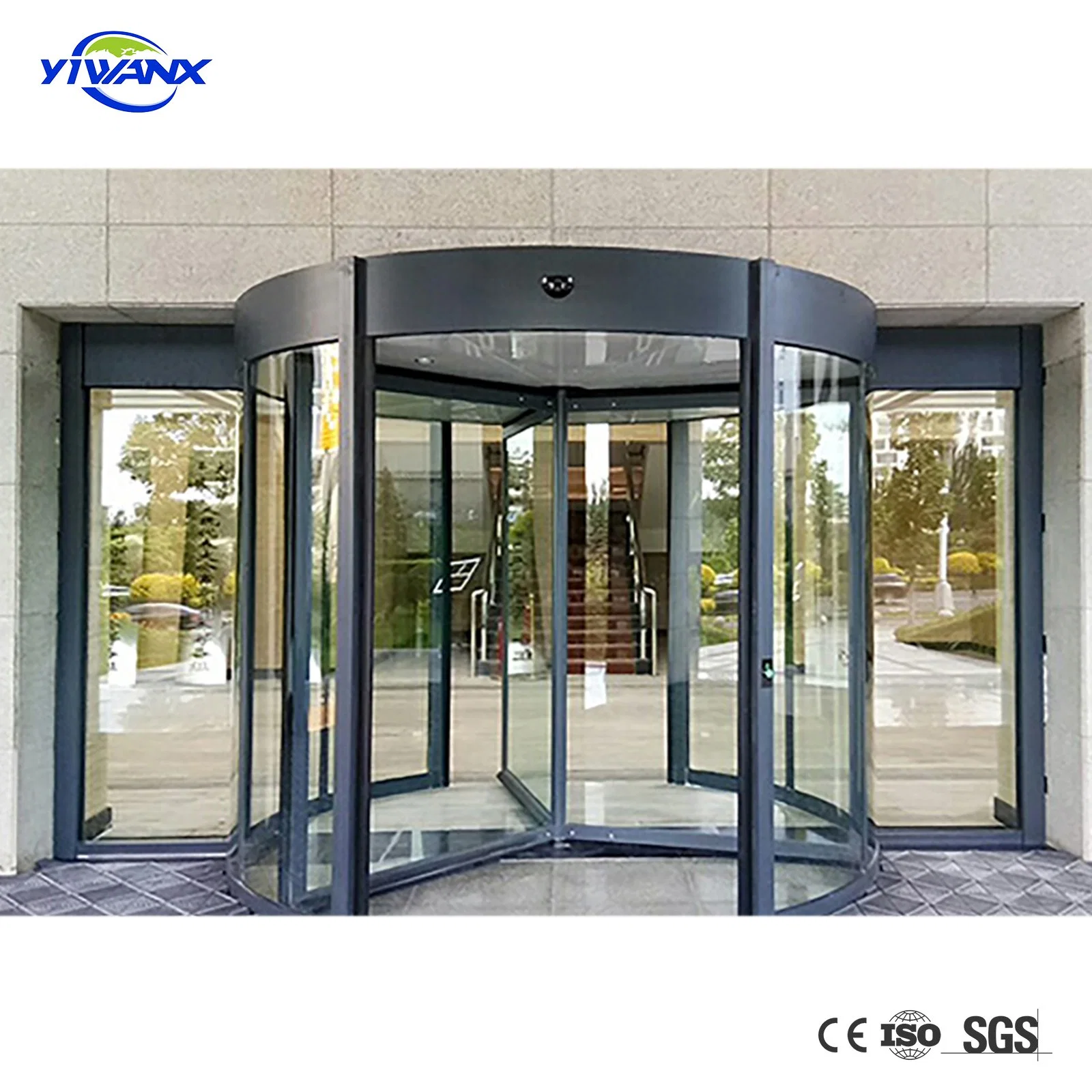 2 Wings Automatic Revolving Door Hotel Gate Revolving Door