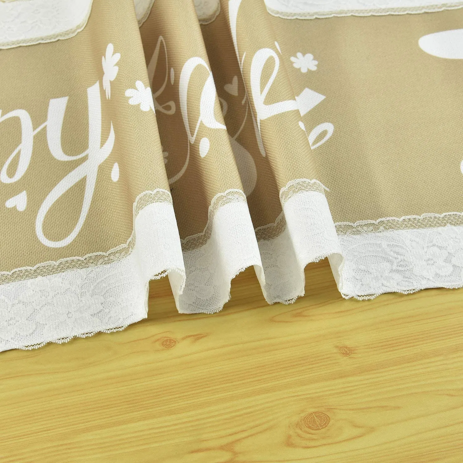 Easter Summer Spring Table Runner 100% Polyester Faux Linen, with 3D Applique Embroidery Pattern