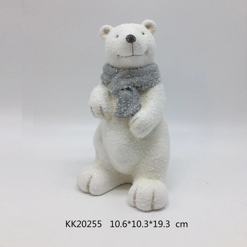 Ceramic Polar Bear with LED Lighting Ball for Christmas Decoration