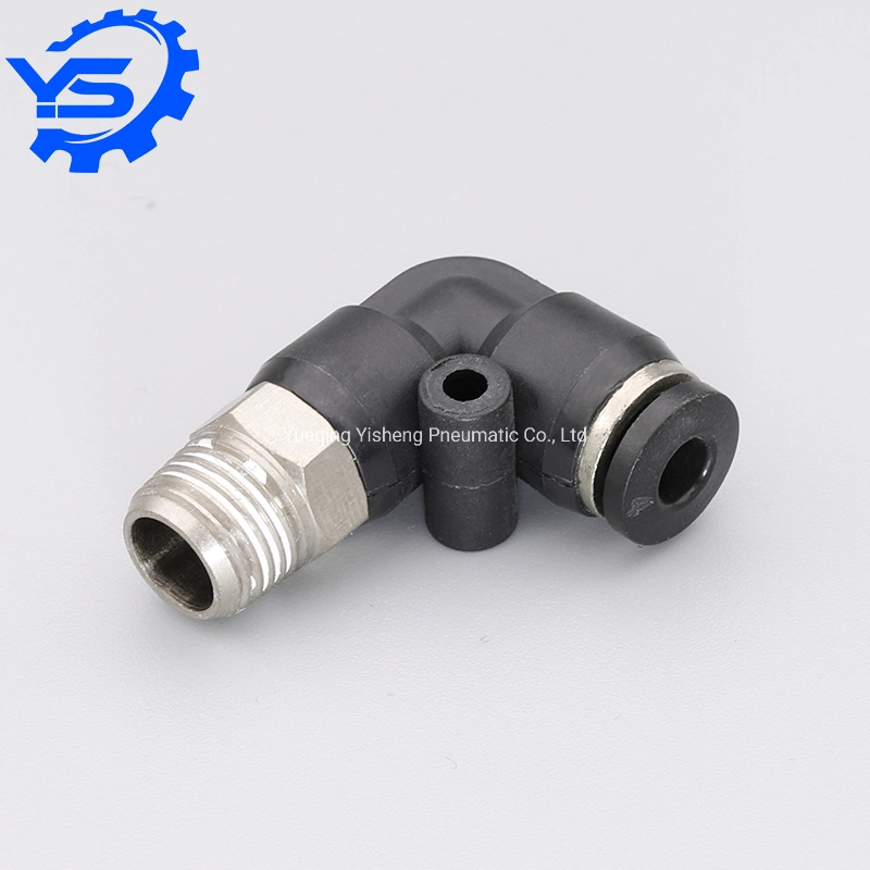 Pl4-02 Pl4-03 Black Color Pneumatic Tube Hose Fitiing Push in Male Elbow Air Quick Connector Fitting